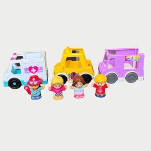 Fisher Price Little People Taxi, Ambulance, Ice Cream Truck & 4 Figures